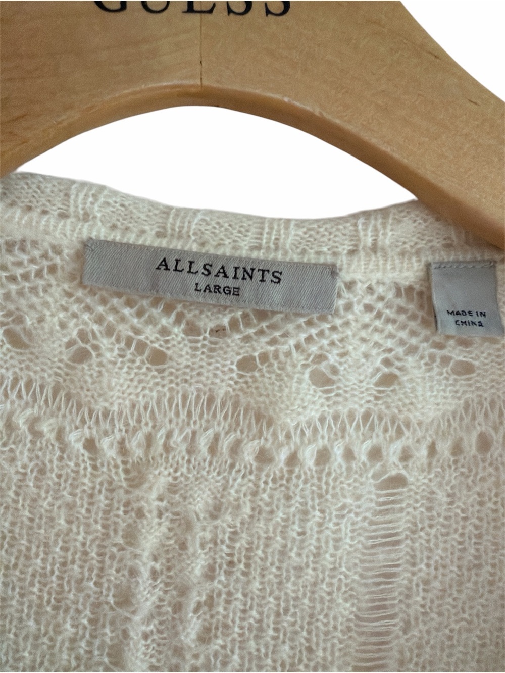 All Saints Cream Openwork Lace-Pattern Cardigan - Picture 3 of 3